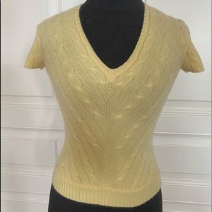 Pale yellow Ralph Lauren short sleeve cashmere sweater
